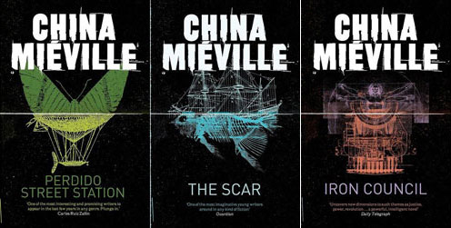 Die neuen Taschenbuch-Cover von Panmacmillan für die Bas-Lag-Romane von China Miéville.
