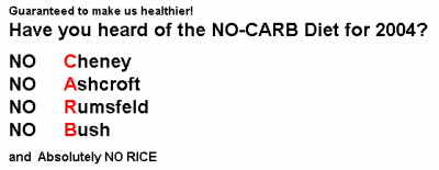 No Carb Diet for Presidential Election 2004