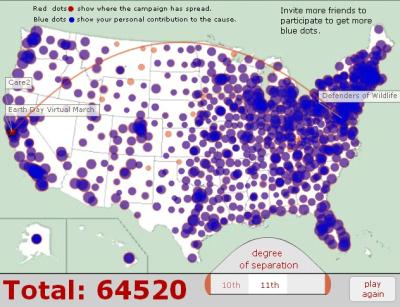 Virtual Earth Day March Map to protest Artic Wildlife Drilling vote this week