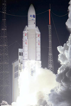Ariane 5 Rakete kurz vor der Sprengung