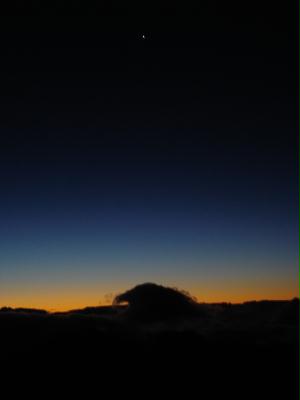 before sunrise on top of Mt. Haleakala on Maui, Hawaii, at 10,000 feet elevation