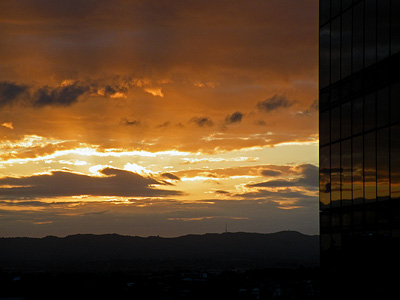 Waitakere from Albert Street with ASB Tower - Auckland - New Zealand - 22 December 2009 - 20:35