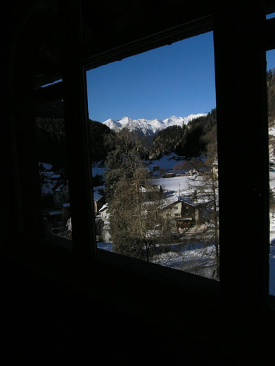 view from the kurhaus berguen top storey down the valley