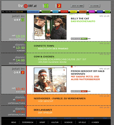 Die neue Fernseh-Programm-Frontpage