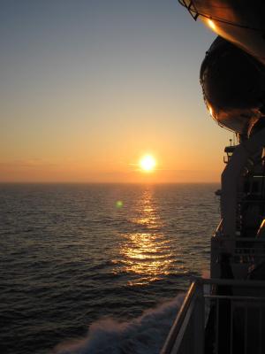 Sonnenuntergang an Bord der DFDS Seaways