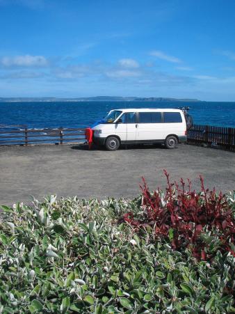 Unser Stellplatz auf dem Maquire's Strand Caravan Park in Ballycastle