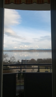 Neuchâtel lake, Switzerland, on a clear end-of-winter day