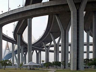 Bhumibol Bridges - Industrial Ring Road - Samut Prakan - Thailand - 17 March 2012 - 7:44