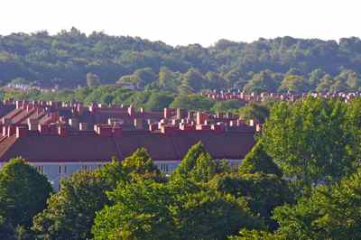 Traditionelle Dachfarbe in Göteborg.