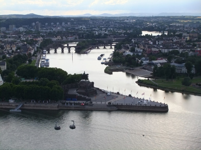 Koblenz Blick auf das Deutsche Eck von der Festung E.Stein aus