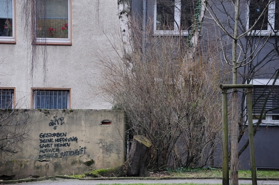 «Gestorben / Deine Hoffnung / Sahst keinen / Ausweg / Deshalb Rattengift»