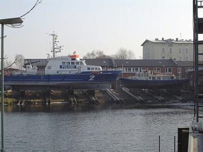 polizeiboot, hafen.