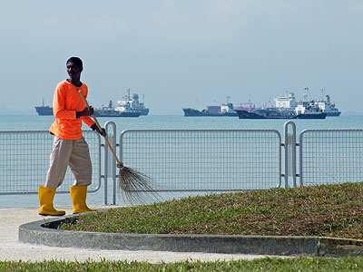 One of the thousands who help to make this city so enjoyable - East Coast Park - Singapore