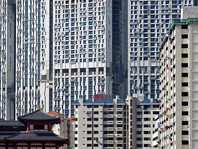 The Pinnacle @ Duxton als Hintergrund für Chinatown - Singapore