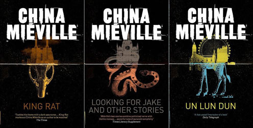 Neue Panmacmillan-Cover (2011) für die Romane »King Rat« und »Un Lun Dun«, sowie die Kurzgeschichtensammlung »Looking For Jake« von China Miéville