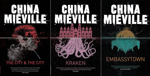 Neue Panmacmillan-Cover (2011) für die Romane »The City &amp; The CIty«, »Kraken« und »Embassytown« von China Miéville