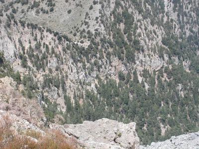 Blick von der Linoséli-Quelle hinunter zur Samariá-Schlucht.