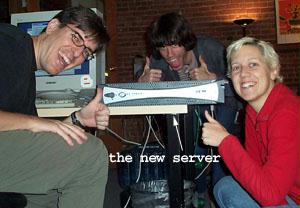 meg, matt and helge schneider with their new linux box