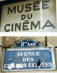 Strassenschild und das wegen Renovierung leider geschlossene Musée du Cinéma