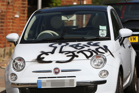 Penis-painter puts 'Big D**k' on little car