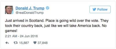 Donald Trump’s Ridiculous Brexit Tweet