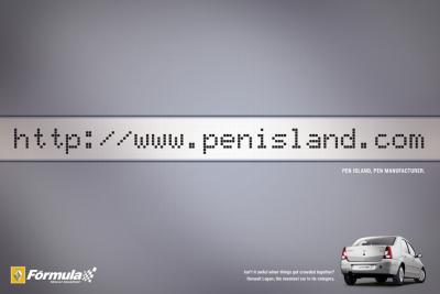 Renault making creative use of the internet meme of spotting unfortunate URLs that went around the webs a while ago.