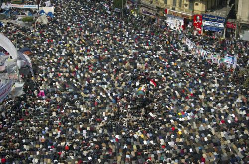 Tahrir Square was totally packed as Friday noon prayer got under way