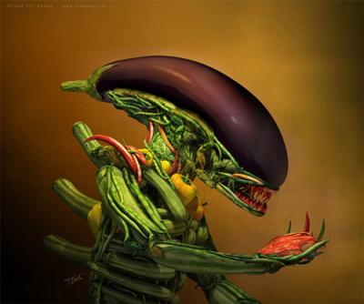 Salad, Alien Made Out of Vegetables by Till Nowak