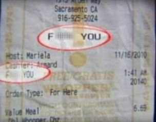 Burger King Employees Fired Over Obscene Message On Receipt