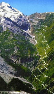 Stelvio Pass road, 48 hairpin turns to the top of the Alps