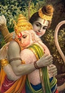 Hanuman hugging Rama