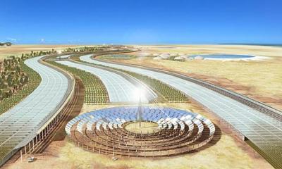 Solar plant yields water and crops from the desert