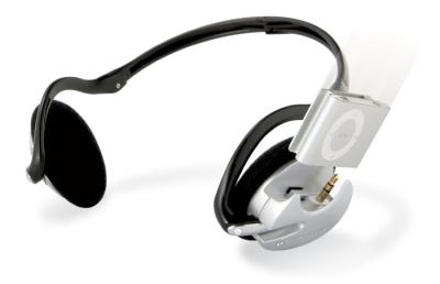 headphone with integrated iPod Shuffle dock