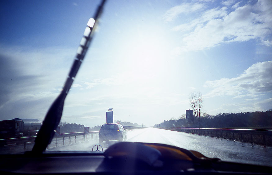 autobahn and banana, lomo lc-a, diascan