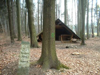 Schutzhütte im Wald bei Gräfenhain am Wanderweg Pulsnitz - Keulenberg - Königsbrück