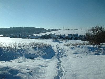BLick vom Lerchenberg auf Oelsa im Winter