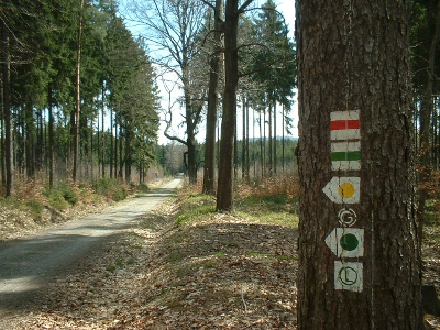 Wegzeichen am Wanderweg Ohorn - Luchsenburg
