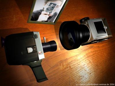 8mm Kamera und Kiev 80 Mittelformatkamera