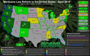 Map of Marijuana Law Reform in the United States – April 2010